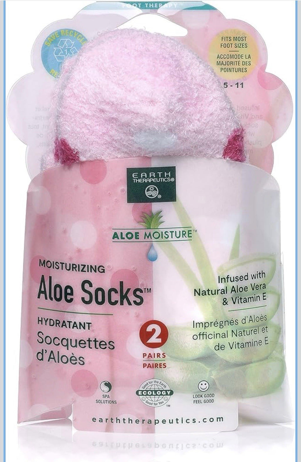 NEW ALOE MOISTURE HYDRATE SOCKS -TWO PAIRS  -NATURAL ALOE VERA & VITAMIN E