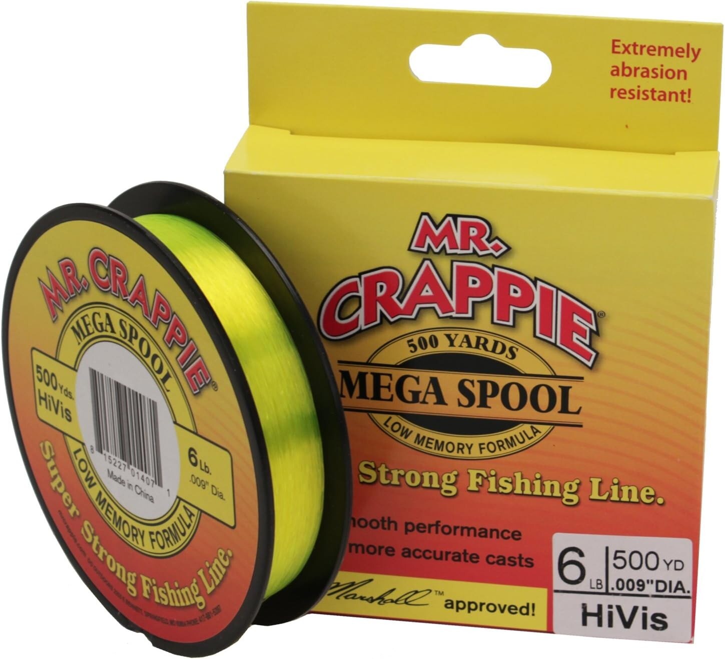 Lew's Mr. Crappie Filler Spool Hi-Vis Fishing Line, 6 lb Tested, Low Memory